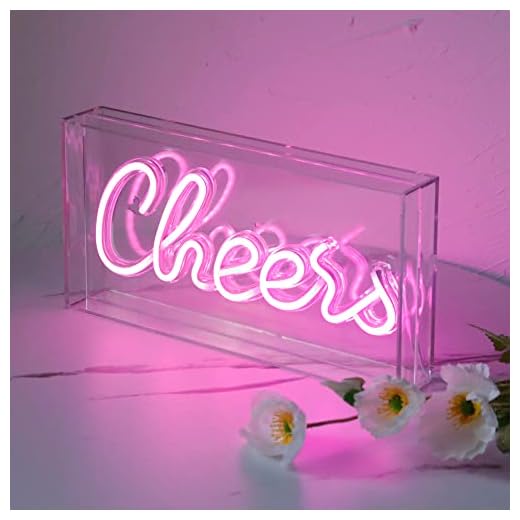 Cheers Sign Neon Signs USB LED Sign Desk Lightbox Cheers Neon Bar Sign 3D Wall Neon Light up Sign for Party Wall Décor Party Light Accessories (Pink)