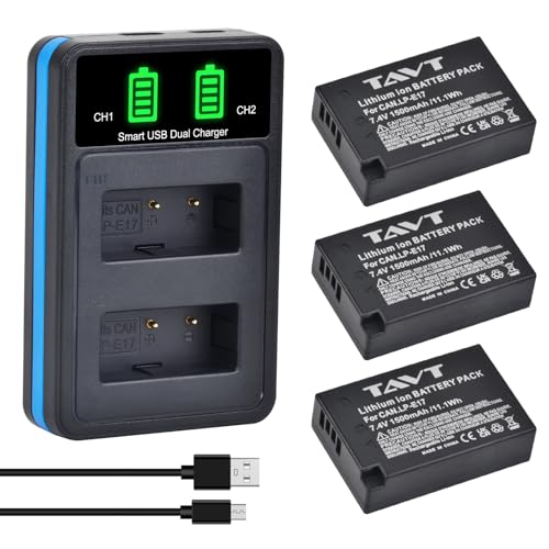 Lot de 3 Batteries LP-E17 et Chargeur pour Canon EOS RP, R10, R8, R50, R100, Rebel T8i, T7i, T6i,...