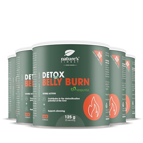 Nature's Finest Detox Belly Burn Drink Pulver - Mariendistel Artischocken Extrakt, Chlorella & Nopal - Darmkur & Leberkur Entgiftung - Vegan, 625g