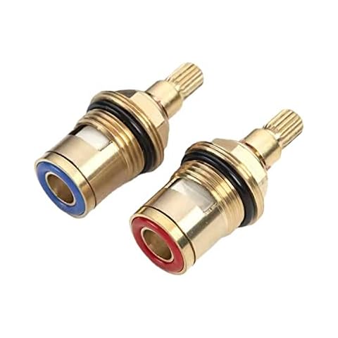 2 Pieces Ceramic Tap Cartridge Replacement Brass Tap Glands Repair Kit 1/4 Turn Tap Cartridge with Screws for Bathroom Kitchen Cover