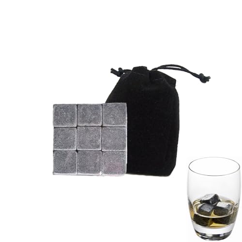 9 Whisky-Steine aus Granit wiederverwendbare Eiswürfel elegant zum Erhalt des Aromas Ihrer Spirituosen