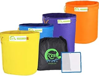 iPower 5-Gallon 4-Pack Bubble Bag Herbal Hash Filter Ice Essence Extraction with Free Storage Pouch & 25 Micron Pressing Screen, 5 Gallon, 4, Essential Oils, Coffee, and Herbs