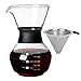 Luckits pour Over Coffee Maker, Caraffa in Vetro borosilicato - Filtro Senza Carta in Acciaio Inossidabile Resistente alla ruggine, caffettiera a induzione Manuale per caffè(20 oz/600 ml)