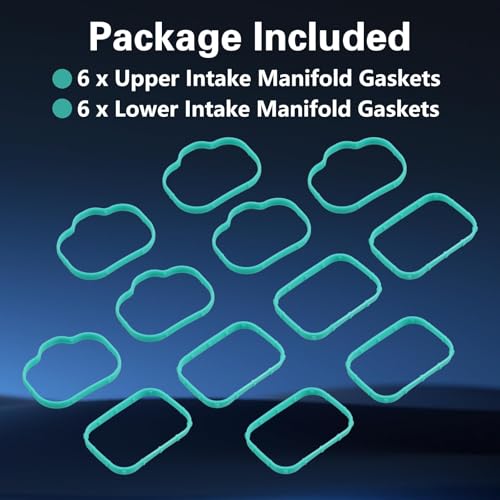 Image of Engine Intake Manifold Gasket Set Lower and Upper Silicone Rubber Compatible with Chrysler 200 300 Dodge Durango Jeep Cherokee Gladiator Wrangler Ram 1500 3.6L V6 Replace# 68217514AB MS97204 MS97205