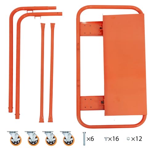 Robusto carro de placas de yeso | Rigips Carro de transporte con capacidad de carga de 1000 kg – Carro plegable con 4 ruedas giratorias y frenos | Transportador de placas para paneles de yeso naranja