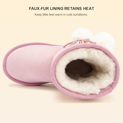 Stelle Girls Boys Boots Kids Snow Winter Boots Outdoor Ankle Warm Slip On Faux Fur Lined Lightweight Shoes(Toddler/Little Kids/Big Kids)3