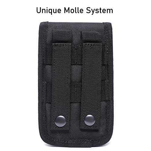 Tactical Molle Phone Pouch Edc Cellphone Holder Smartphone Organizer Bag With Us Flag Patch & Molle Key Ring (Black) #TOP1
