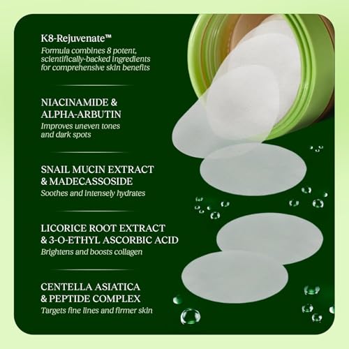 Toning Polish Pads - Korean Skincare for Dark Spots, Wrinkles & Dull Skin - Hydrating Facial Treatment with Snail Mucin, Niacinamide, Peptides & Centella - 2-Pack, 200 Pads - Image 6