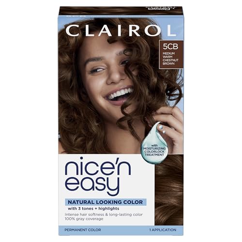 Clairol Nice'n Easy Permanent Hair Dye, 5CB Medium Warm Chestnut Brown | 100% Gray Coverage | Long‑Lasting, Natural‑Looking Color & Shine | Pack of 1