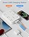 LENCENT 2 Prong Power Strip,2 Prong to 3 Prong Outlet Adapter,Two Prong Surge Protector, 6ft Braided Flat Plug Extension Cord, 6 AC & 4 USB (1 Type-C), Wall Mount for Non-Grounded Outlet