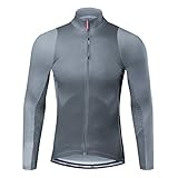Santic サイクリングジャージ長袖 サイクルジャージ 春秋用 ロードバイクジャージ 自転車ウェア 吸湿速乾 UVカット メンズ グレーM