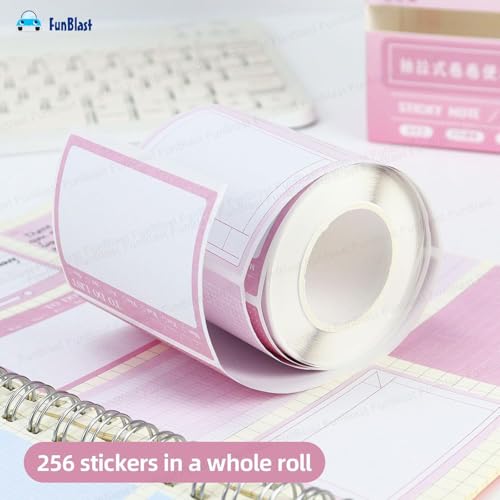 Image of FunBlast Sticky Notes Set - 256 Pcs Pull-Out With Dispenser, Self Adhesive Memo Stickers 8 Patterns Mini Pad for Office, School, Home (Pink)