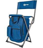 PORTAL Backpack Cooler Chair Fishing Chairs with Backrest Folding Camping Stool Compact for Outdo...