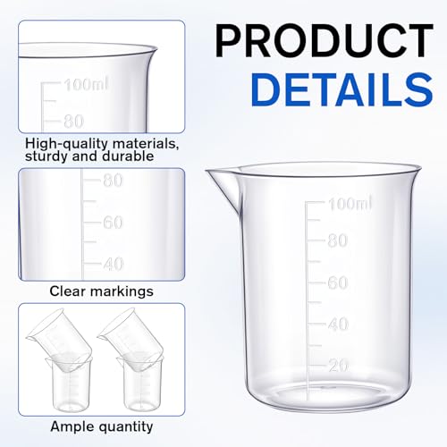 Set de 4 vasos medidores plásticos transparentes 100 ml miniatura 2