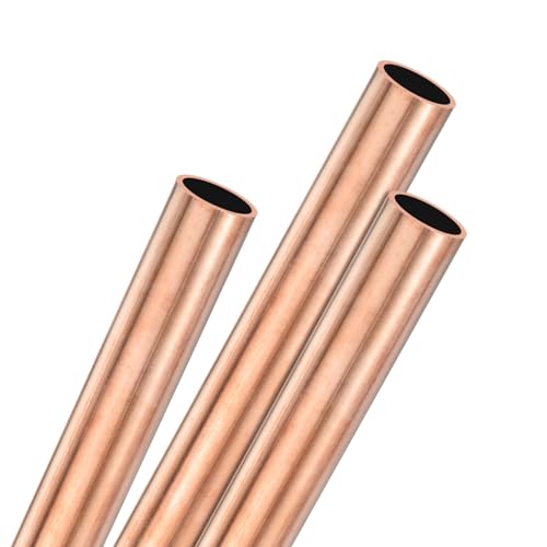 M METERXITY 3-Pack 200mm Copper Round Tube, 12.5mm OD 1mm Wall Thickness Copper Seamless Tubing for Construction/Machining/DIY Crafting, Metal Straight Pipe [12.5x0.04x7.87IN]