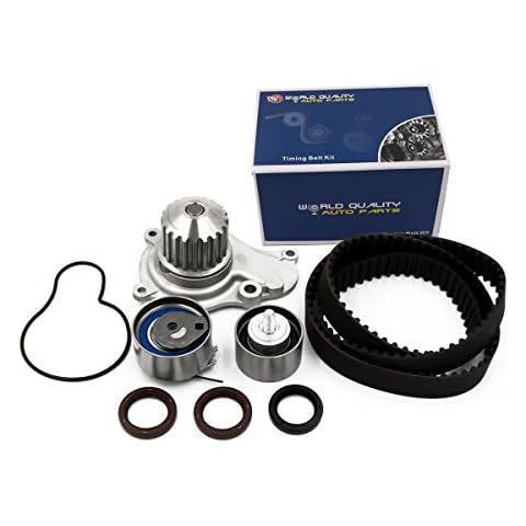 Timing Belt Kit Water Pump w/Gaskets Tensioner Fits 03-09 For Chrysler PT Cruiser Sebring Votager and 03-07 For Dodge Caravan Stratus and 02-06 For Jeep Liberty Wrangler 2.4L L4 DOHC 16V Cover