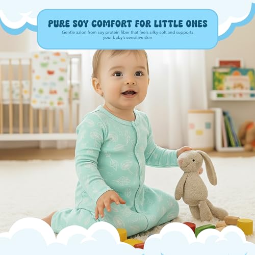 Image of Babysoy Unisex Baby Long Sleeve Gown Sleep Sack, Ultra Soft Nightgown, Newborn Reversible Mittens