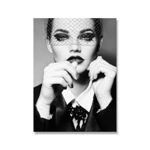 Peinture et impressions artistiques premium de femme au chapeau noir 60x80 - 3