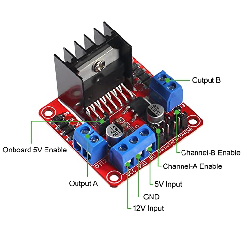 DIANN 2 Sets DC Gearbox Motor TT Motor 200RPM Tire Wheel DC 3-6V 1:48 Male Connector with 1Pc L298N Motor Drive Controller Board - Thumbnail 2
