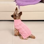 Dog Sweater 2 Pack for Small Dogs, Size S, Pink & Purple | Stretchy cable knit turtleneck, machine washable, high belly cut, comfy winter fit for Chihuahua, Maltese - Image 6