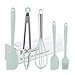 Küchenhelfer-Set, 5-tlg, Pfannenwender, Schaum-, Spaghettilöffel, Suppenkelle, Kartoffelstampfer, Schneebesen, Hochwertiger Silikon (Blau)