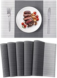 Miorkly Placemats and Coasters Sets of 6 Christmas Silver Grey Plastic Table Mats With Long Table Mat Resistant Washable PVC Table Place Mats and Coaster Sets for Home Restaurant