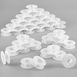 Weysat 40 Pack Empty Plastic Spools for Storing Chains and Ribbons White Wire Weaving Bobbins Thread Spools Ribbon Chain Tape Spools for Embroidery Thread Yarn Ribbon Crafts Sewing 2.2x0.79 Inch
