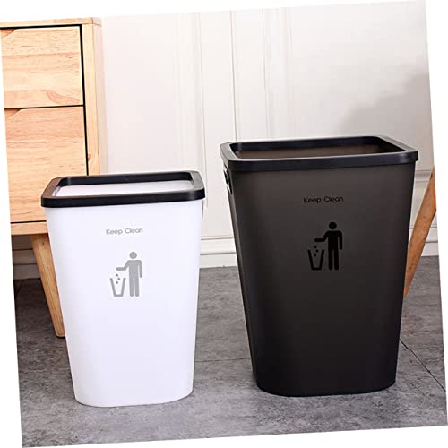 Caneca de basura rectangular de plástico blanco miniatura 6