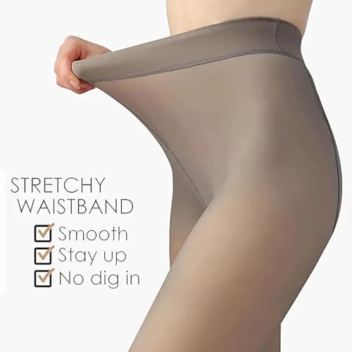 Image of Fleece Lined Tights Women Plus Size Thermal Warm Winter Tights for Women Leggings Translucent Thick Pantyhose Sheers