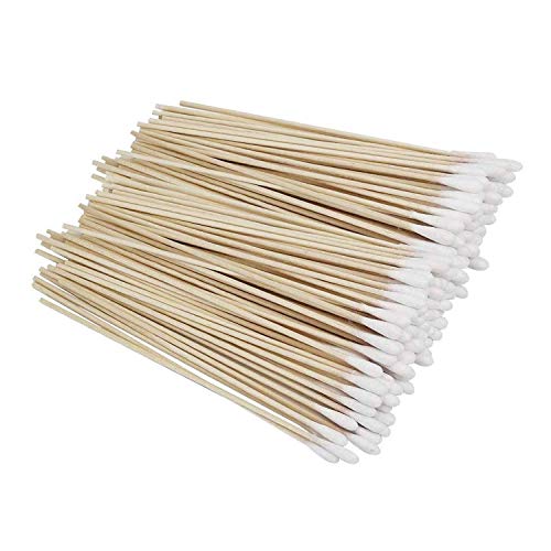 Wattestäbchen mit langem Holzgriff, 400 Stück, Wattestäbchen mit Holzgriffen, Reinigung einzelner Spitze, Kosmetik-Werkzeug, Make-up-Entfernung, Wundpflege, Wattestäbchen