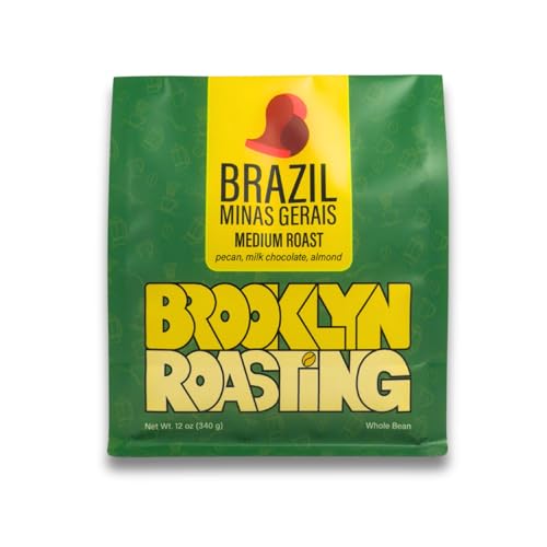 Brooklyn Roasting Company Brazil Whole Bean Coffee - 12 oz Bag (1 Pack) - Medium Roast Coffee - Brazilian Single Origin - Roasted Daily in Brooklyn