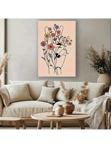 Impression sur toile bouquet bohème 21x30cm sans cadre fleurs colorées - 3