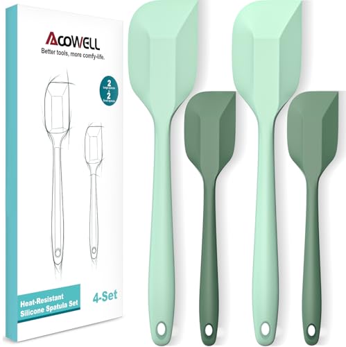 Silicone Spatula Set, Premium Spatulas Silicone Heat Resistant 2 Small & 2 Large Flexible Scraper for Nonstick Cookware, Rubber Spatula for Kitchen Mixing Baking Cooking Use, Soft Spatula - Set of 4