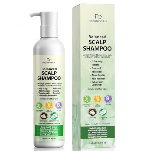 Psoriasis & Folliculitis Scalp Treatment Shampoo: Seborrheic Dermatitis Formula Anti-Dandruff Itchy and Dry Scalp Care with Salicylic Acid Piroctone Olamine Biotin Rosemary Coconut Oil