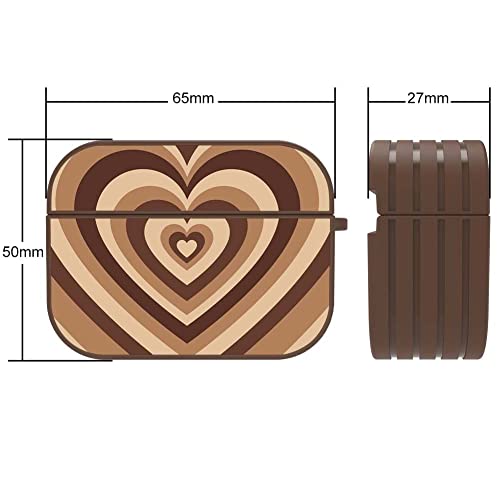 Illians Ook Case Compatible With Airpods Pro Magnetic Closure Full Body Shockproof Protective Hard Plastic Airpods Pro Case Brown Heart Art Design Wireless Charging Cover With Ring Key-Chain #TOP5