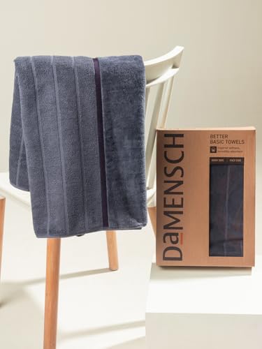 Image of DAMENSCH 100% Cotton Towels, Super Soft Towels Set, Ultra Absorbent Towel for Women, Quick Dry Face Towel for Men, Long Lasting Colours Bath, Hand and Face Towels-Twilight Grey, Nightfall Blue
