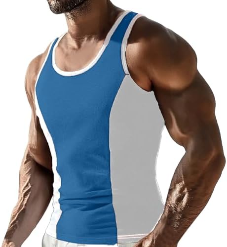 Hyknon Débardeurs Hommes Hawaïen Sans Manches avec Imprimé Ample Chandail Col Rond T-shirt Sans Manches Décontracté Plage Vacances Gilet Haut Mode Été Doux Respirant Coupe Ample Chandail d'Entraînement