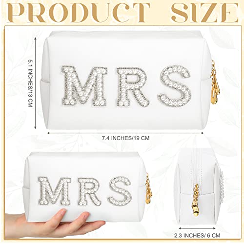 Image of Xtinmee Personalized Initial Wedding Bride Slipper Mrs Pearl Letter Makeup Bag Bachelorette Party Bridal Shower Wedding Gifts(M)