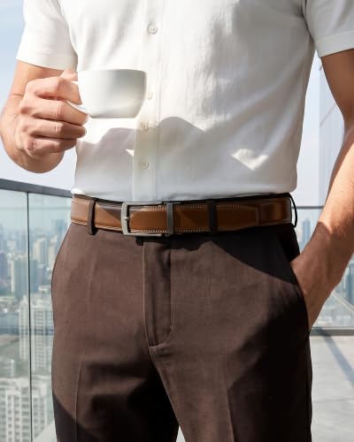 Image of CHAOREN Click Belt Men - 1 3 /8 inch Leather Ratchet Belt for Dress Casual