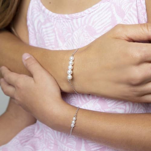 925 Sterling Silver Freshwater Cultured Pearl Adjustable Bracelet For Baby Girls To Teens - Adorable Stranded Bracelets For Girls - Special Religious Communion Jewelry Gifts For Little Girls2