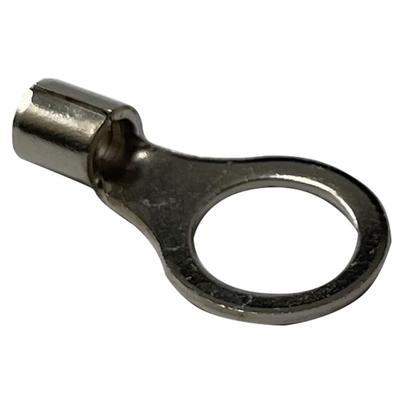 Sherco-Auto 100 Pack - High Temp Non-Insulated Ring Connector - 12-10 Gauge 3/8" Stud - 600 Volts Rated Nickel-Plated Steel & V-Grooves for Strong Crimps - Made in USA