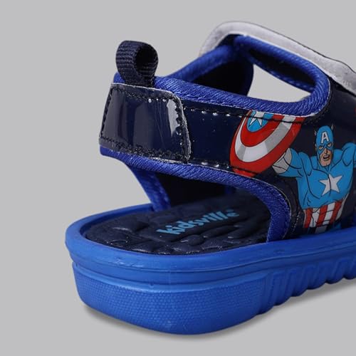Image of Kidsville Official Marvel Comic Avengers Printed Blue Sandals For Boys Anti-Skid Comfortable | Adjustable Double Strap Closure | Flexible & Lightweight Footwear for Baby