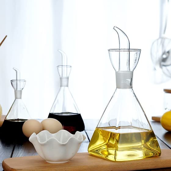 ZoeQide Bouteille D'huile En Verre Avec Couvercle Et Bec Verseur