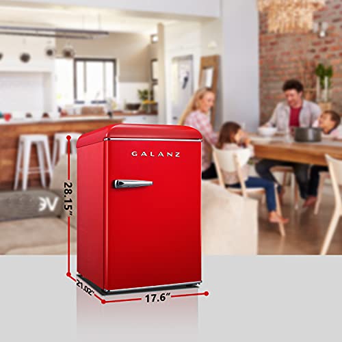 Galanz GLR25MRDR10 Retro Compact Refrigerator, Mini Fridge with Single Doors, Adjustable Mechanical Thermostat with Chiller, Red, 2.5 Cu Ft on Fridge.com