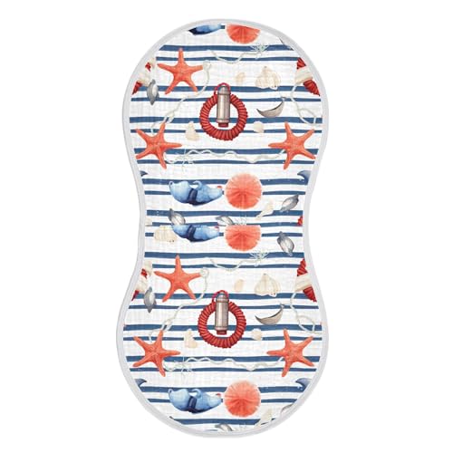 xigua Watercolor Shell Starfish Baby Burp Cloths for Newborn Boys and Girls 1 Pack, Soft & Absorbent Cotton Baby Burp Cloth, Baby Washcloths, Newborn Towel, Burp Rags