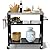 Nessxa Outdoor Grill Cart with Three-Shelf, Stainless Steel Pizza Oven Table for Outside, Dining Kitchen Cart with Two Side Handle, Garden Patio BBQ Kitchen Food Prep Table Cart (Black)
