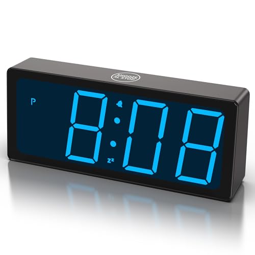 KWANWA Digital Alarm Clock with Auto Dimmer, Dual Power (Battery/USB),-Easy to Operate, 12/24H Display, Beside Small Clock for Room Office (Blue LED)