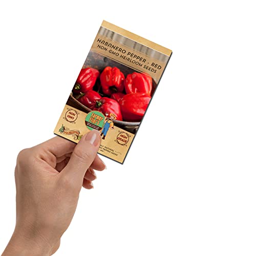 Habanero Pepper Seeds - Open Pollinated/All Natural/Non-Gmo Chili Pepper Vegetable Seeds For Planting Home Garden - Pack Of 30 Hot Pepper Heirloom Seeds - Growing Instructions Included #TOP1