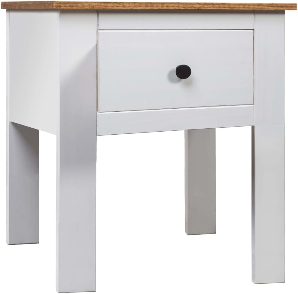 Wooden Bedside Cabinet with one Drawer, Bedside Table Cabinet Nightstand Minimalist and Practical End Side Table for Bedroom 18.1"x15.7"x22.4" Pine Panama Range White