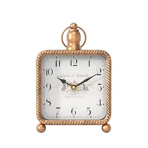 Vintage Gold Table Clock on Stand, Desk and Shelf Decor Clock